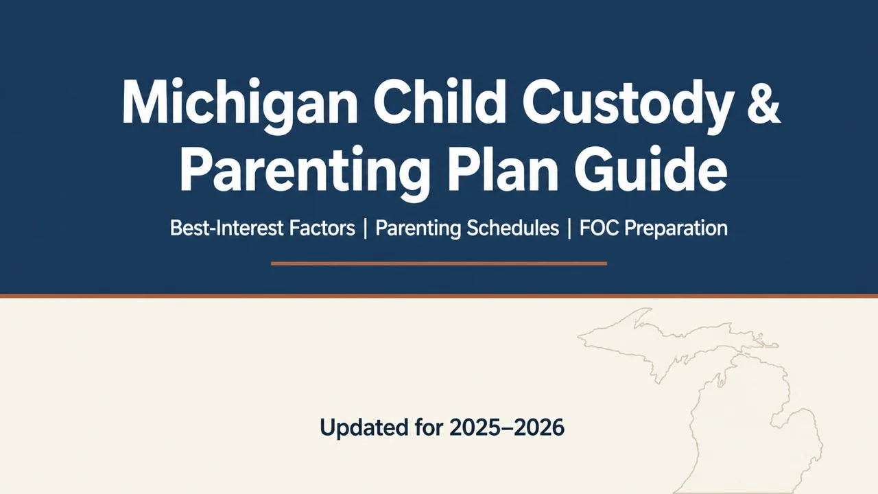 Michigan Custody & Parenting Plan Guide — 180-Day Wait, Best Interests, FOC